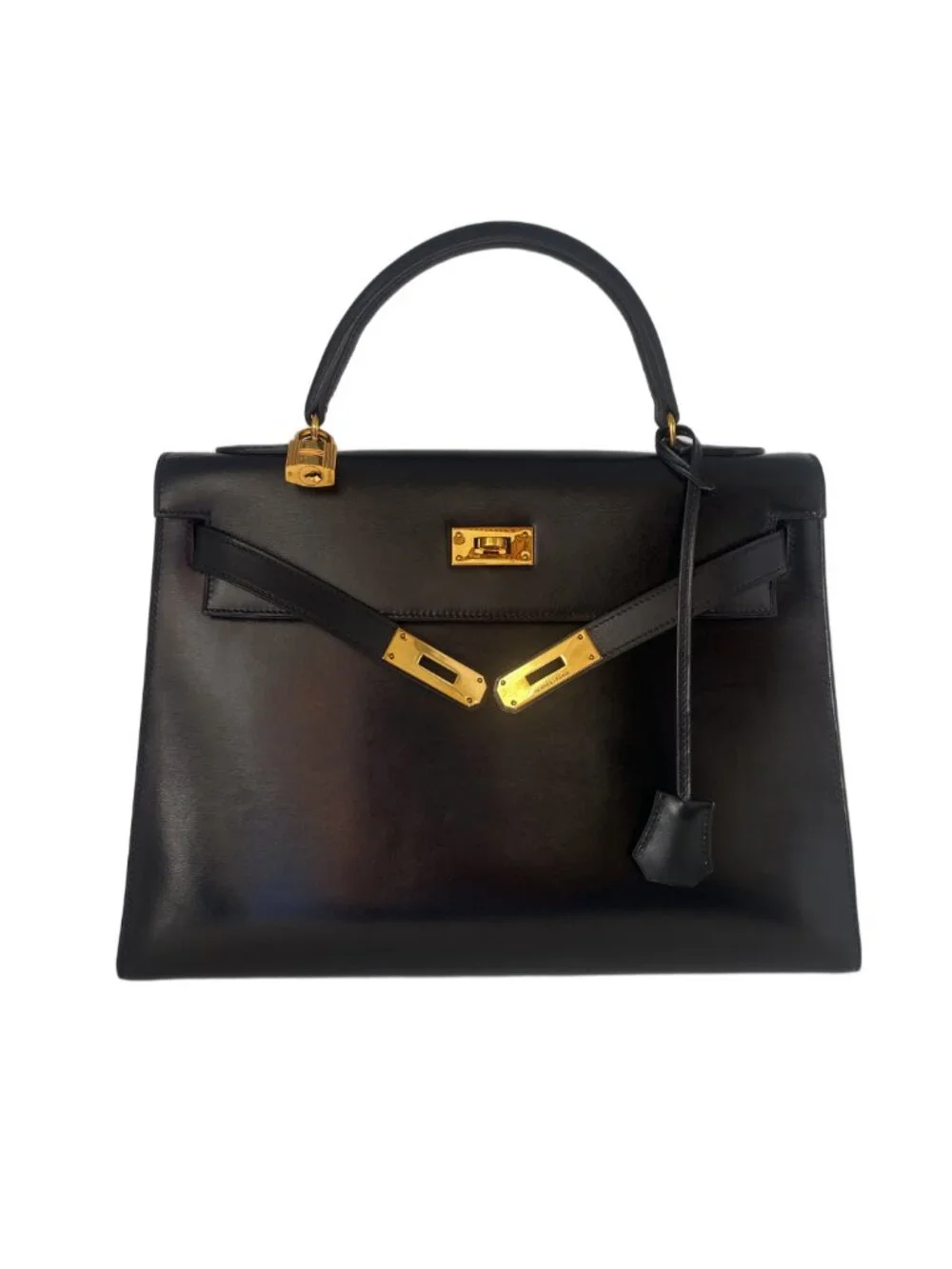 Hermes Kelly 32 Sellier Black Box Leather Gold Hardware (GHW) - Picture 2 of 16